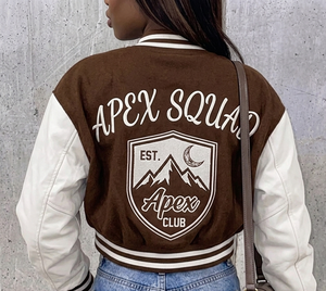 Chaquetas Varsity Personalizadas para Mujer, Bordado Chenille OEM, Cuero Tejido con Letras Impresas, Chaqueta Deportiva Ecológica con Logotipo de Béisbol - Product Image 2