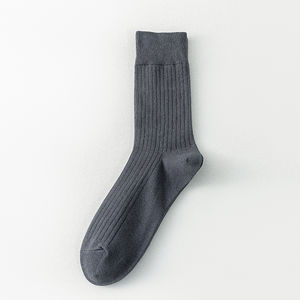 Chaussettes pour hommes en coton côtelé de haute qualité, couleur unie, classiques, noires, blanches, beiges, 2026 BY BS - Product Image 6