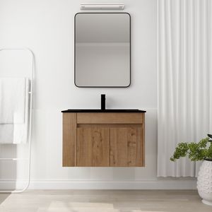 Mobile da Bagno da 30 Pollici con Lavabo in Ceramica Nera e Ripiano Aperto Regolabile (Imballaggio KD) - Product Image 5