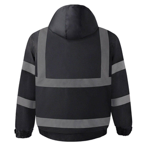 Veste de travail unisexe haute visibilité noire réfléchissante avec capuche, manteau de sécurité bicolore, uniforme 2025 - Product Image 2