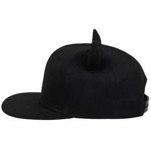 Gorra Snapback Negra Personalizada de 6 Paneles con Cuernos de Diablo, Ajustable, Unisex, Estilo Urbano, Material de Lona de Color Sólido - Product Image 1
