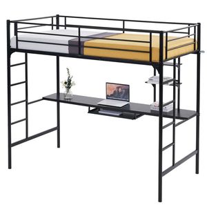 Letto in Ferro Nero 198*143*182cm con Ripiano, Design Moderno Convertibile e Regolabile con Funzioni di Stoccaggio per Uso Alberghiero - Product Image 5