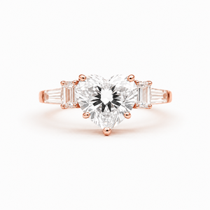Bague de mariage fine, cadeau d'amour, bague en or massif 10K 14K 18K, diamant de laboratoire en forme de cœur, bague de fiançailles à cinq pierres - Product Image 6