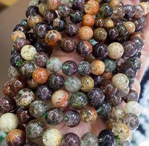 Cuentas de piedras preciosas de lodolita arcoíris natural, cuarzo fantasma, cuarzo de jardín, cristales curativos para joyería y manualidades. - Product Image 3