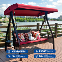 Banc à baldaquin rembourré avec structure métallique pour jardin, terrasse, resort, vente en gros, chaise suspendue d'extérieur pour patio et véranda