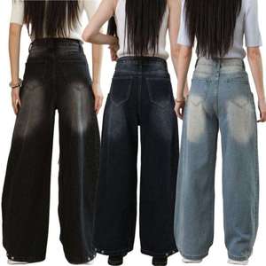 Pantalones de mezclilla retro de cintura alta para mujer, de pierna recta, transpirables, de pierna ancha, holgados, adelgazantes, a la moda de verano - Product Image 6