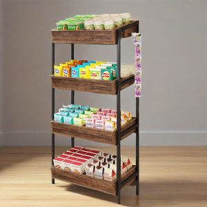 Espositore a 4 Ripiani per Snack, Scaffale per Negozi, Organizzatore per Conservazione di Patatine e Confezioni di Snack - Product Image 3