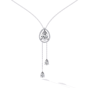 Collier élégant en or pur 14 carats avec diamant de laboratoire 1,45 carat en forme de poire, halo et chaîne pendante – Cadeau de mariage raffiné - Product Image 4