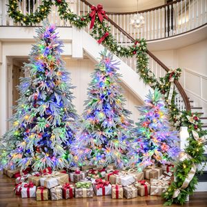 Albero di Natale Artificiale Pre-Illuminato Effetto Neve (Spruce) con Luci Calde Gialle e Colorate, Set da 120 cm, 180 cm, 230 cm, con 800 Luci e Rami Pieghevoli - Product Image 1