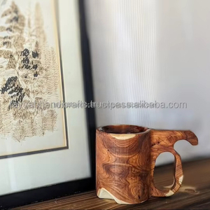 Tasse à bière en bois rustique Tankard bois naturel Stein Antique baril café tasse à thé marron maison décorative - Product Image 1