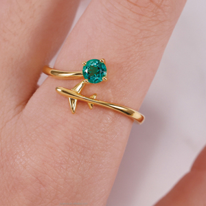 Women's Gold Plated Airplane <b>Ring</b> With Round <b>Green</b> Zircon Cute Gemstone Fashion Jewelry - Product Image 4