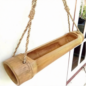 Jardinière murale en bambou, pot à fleurs en tube de bambou naturel, taille personnalisée, support mural pour plantes en bambou, décoration de jardin - Product Image 3