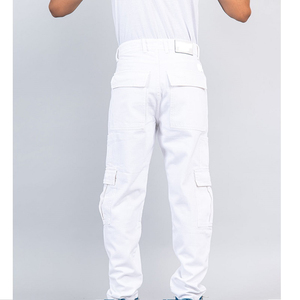 Pantalones Cargo Blancos para Hombre, Algodón Denim, Corte Regular, Cintura Media, Color Sólido, Estilo Casual de Verano - Product Image 4