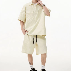 Ensemble de sport pour homme 2026 à séchage rapide, col anti-UV, chemise imprimée et short, 2 pièces, coupe décontractée, respirant, tricoté, pour l'été - Product Image 6