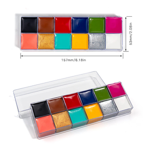 พาเลทสีทาหน้าและผิวกายแบบครีมสูตรน้ำมัน 12 สี เนื้อแมตต์และชิมเมอร์ สีสันสดใสสำหรับแต่งหน้าฮาโลวีน คอสเพลย์ และการแสดงบนเวที - Product Image 6