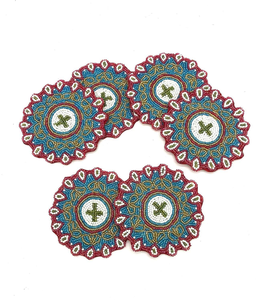 Sous-verres brodés de perles de rocaille de haute qualité pour la décoration de table – Ensemble de sous-verres perlés personnalisés de luxe avec design en perles de rocaille colorées - Product Image 3