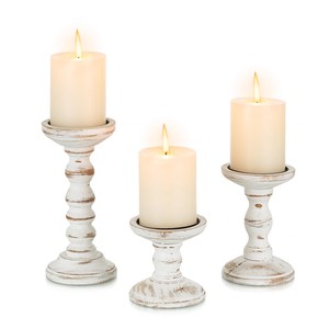 ชุดเชิงเทียนไม้มะม่วงสีขาว | เก๋ไก๋แนววินเทจ | ขายส่ง - Product Image 1
