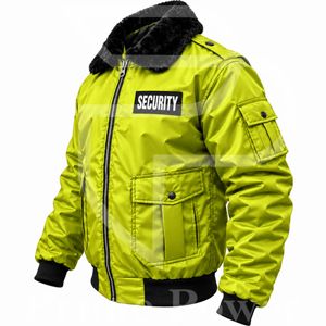 Chaqueta de uniforme de seguridad de invierno para guardias profesionales con cuello de piel cálido, ropa de trabajo resistente, proveedor OEM para fábrica - Product Image 2