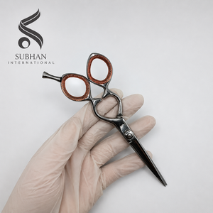 Ciseaux de barbier en acier inoxydable, ciseaux professionnels manuels pour barbier, manche rouge, ciseaux de coupe de cheveux pour logo personnalisé - Product Image 2