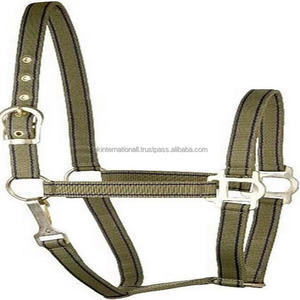 Halter de cheval en nylon durable de construction en nylon à double pli avec boucle et anneau plaqués laiton réglables tailles personnalisées disponibles - Product Image 2