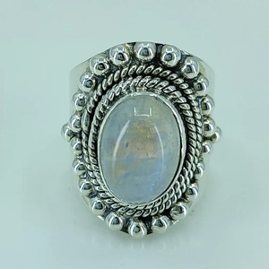 Blue Fire Rainbow Moonstone <b>Ring</b> 925 Sterling <b>Silver</b> Handmade <b>Statement</b> Promise <b>Ring</b> for Women Boho Oval June Birthstone Jewelry - Product Image 6