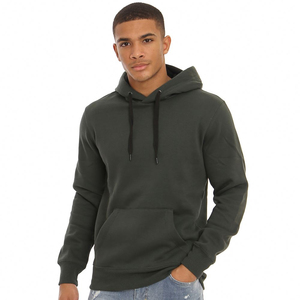 Sweat à capuche en polyester et coton pour homme, personnalisable avec logo brodé, 350 g/m², molleton uni, sweat à capuche sur mesure - Product Image 3