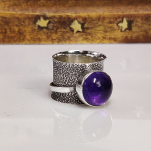 Amethyst Spinner <b>Ring</b> Handmade Fidget Purple Amethyst <b>Sterling</b> <b>Silver</b> <b>Ring</b> <b>Anxiety</b> Relief Jewelry Boho Gift - Product Image 4