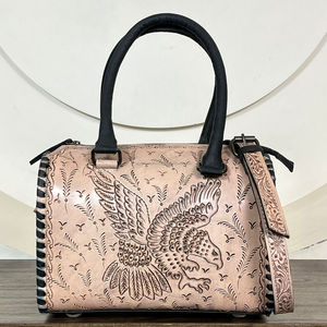 Bolso de mano de cuero Super Septiembre Speedy, nuevo, con grabado de águila y motivos florales, de cuero genuino, con asa superior y bandolera, tipo bolso pequeño. - Product Image 3