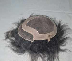 Perruque en cheveux humains avec dentelle frontale, cheveux chinois vierges Remy, ondulations profondes lâches, lisses crépus, ondulations aquatiques, 40-80g, 1b+gris - Product Image 5