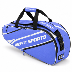 กระเป๋าใส่ไม้แบดมินตันและไม้เทนนิส Rexfit สีน้ำเงิน พร้อมสายสะพายไหล่ปรับได้ ช่องซิปด้านข้าง และป้ายกำกับแบบกำหนดเอง - Product Image 1