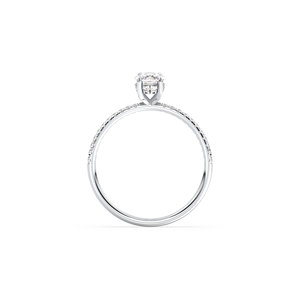 Bague de fiançailles REYES exquise avec diamant de laboratoire HPHT CVD taille coussin de 1,17 carat et pierres latérales, en or massif 14K plaqué rhodium - Product Image 5