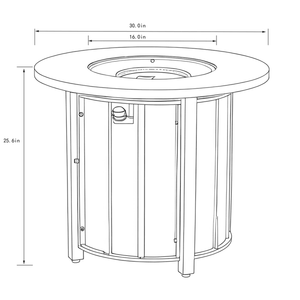 Tavolo con Braciere a Gas Propano da 30 Pollici, 50000 BTU, Braciere Rotondo in Acciaio con Finitura Effetto Legno in Ceramica per Patio, Terrazza e Giardino - Product Image 3