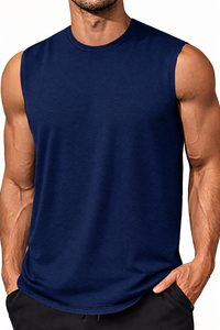Mens Training Tank Top Gym Wear Sleeveless <b>Muscle</b> <b>Vest</b> OEM Custom Spandex/Cotton Knitted Embroidery Sportswear for Men - Product Image 4
