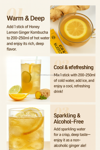 Korean Kombucha <b>Powder</b> Honey Lemon <b>Ginger</b> Flavor Instant Drink 10 Stick Pack OEM - Product Image 5