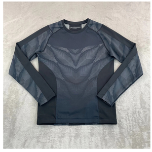 Camiseta Deportiva de Manga Larga para Hombre, con Patrón Geométrico, de Secado Rápido, Cuello Redondo, Corte Ajustado, Tejido de Poliéster - Product Image 1