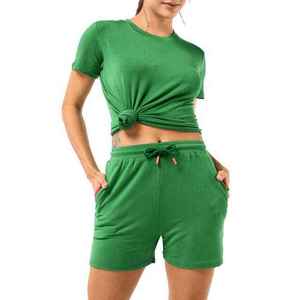 Wholesale High Quality Best Selling Women's Solid Casual Two Piece T-shirt and Shorts Set for Summer Ankle-Length Eco-Friendly - Product Image 6