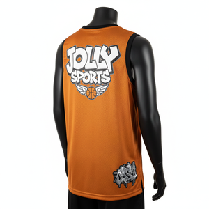 Camiseta de baloncesto para hombre, transpirable, con paneles de malla de poliéster, logotipo personalizado por transferencia térmica, 100% algodón, corte holgado, estampada. - Product Image 5