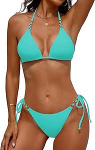 Wholesale Sexy Turquoise <b>Bikini</b> Set Swimwear Spandex Nylon Stretch Fashion Two Piece Beachwear - Product Image 4
