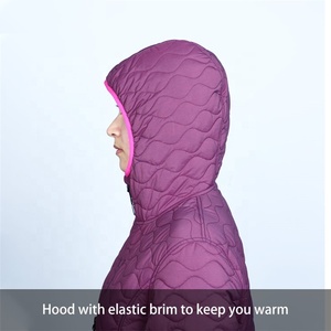Women's Hooded <b>Jacket</b> Purple Winter Coat Full Sleeve Polyester Padded <b>Jacket</b> with Zipper Closure - Product Image 3