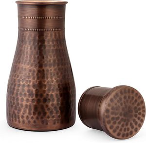 Bouteille d'eau artisanale en cuivre martelé à la main avec accents personnalisés – Bouteille d'hydratation en cuivre pour décorations de mariage et de fête - Product Image 5