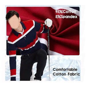 Polo de Punto a Rayas de Manga Larga para Hombre, Diseño Casual con Bloques de Color, Patrón Rojo, Azul Marino y Blanco - Product Image 6