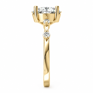 Bague de fiançailles tendance en or jaune 14 carats avec diamant de laboratoire, solitaire ovale 2,25 carats, monture flottante, bijoux personnalisés OEM - Product Image 2