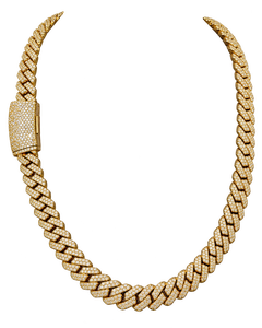 Collar de Dos Filas de Moissanita VVS1, Chapado en Oro de 14K sobre Plata de Ley, para Fiestas y Bodas, Cadena Cubana Miami Link, para Hombres y Mujeres - Product Image 1