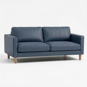 Canapé en cuir véritable de vache, style moderne du milieu du siècle, revêtement bleu, pour salon, mobilier de café, restaurant, sièges - Product Image 1
