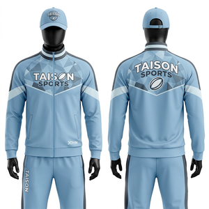 Conjunto Deportivo de Rugby para Hombre, 330 GSM, Tela Tricot Premium, Blanco, Verde, Azul, Paneles Geométricos, con Logotipo Bordado Personalizado - Product Image 5
