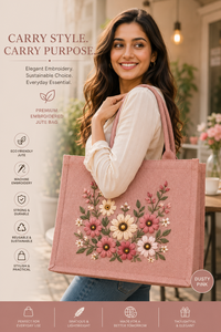 Premium for Jute Tote Bag Solid Embroidery 38x32x15cm Padded Handles Inner Zip Pocket Reinforced Base <b>Beach</b> Ready Canvas Lining - Product Image 5
