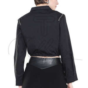 Veste courte en toile pour femme, best-seller automne-hiver, avec fermeture éclair, chaude et décontractée, en polyester/coton - Product Image 4