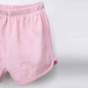 Conjunto de Dos Piezas para Niñas, Camiseta Blanca y Pantalones Cortos Rosas, Manga Corta, Cuello Redondo, Estilo Casual de Verano, Algodón Estampado - Product Image 3