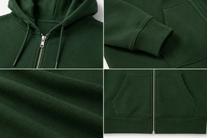 Sweat à capuche zippé pour homme de qualité supérieure, en tissu doux coton et polyester, fermeture éclair intégrale, capuche réglable, poignets côtelés, confortable, décontracté, style streetwear - Product Image 6