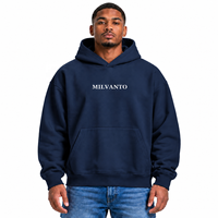 Hoodie Pria Putih Custom 450 GSM Bahan Fleece Katun Tebal Premium Ukuran Besar dengan Kantong Kanguru Model Longgar
